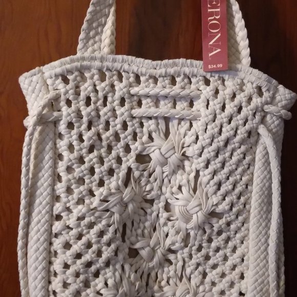Macrame Boho Ivory Cream Large Shoulder Bag - Picture 2 of 5